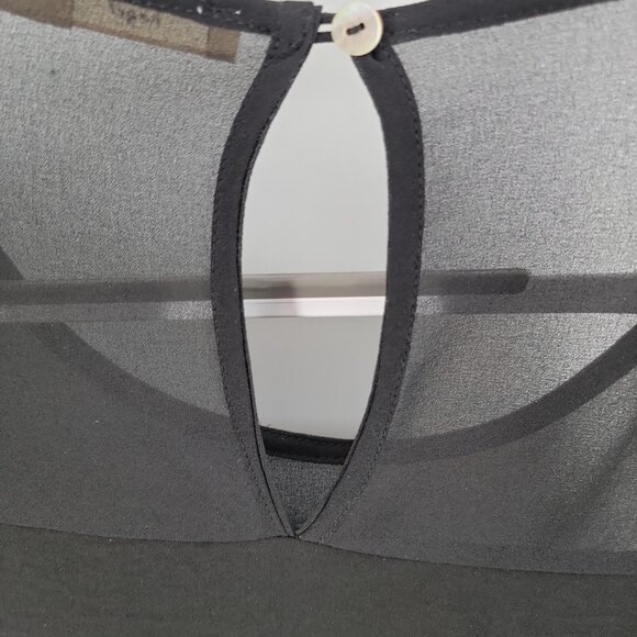 Hazel Black Sheer Ruffle Sleeve Blouse L – Elegant Layered Top - Work to Wknd - Picture 5 of 11